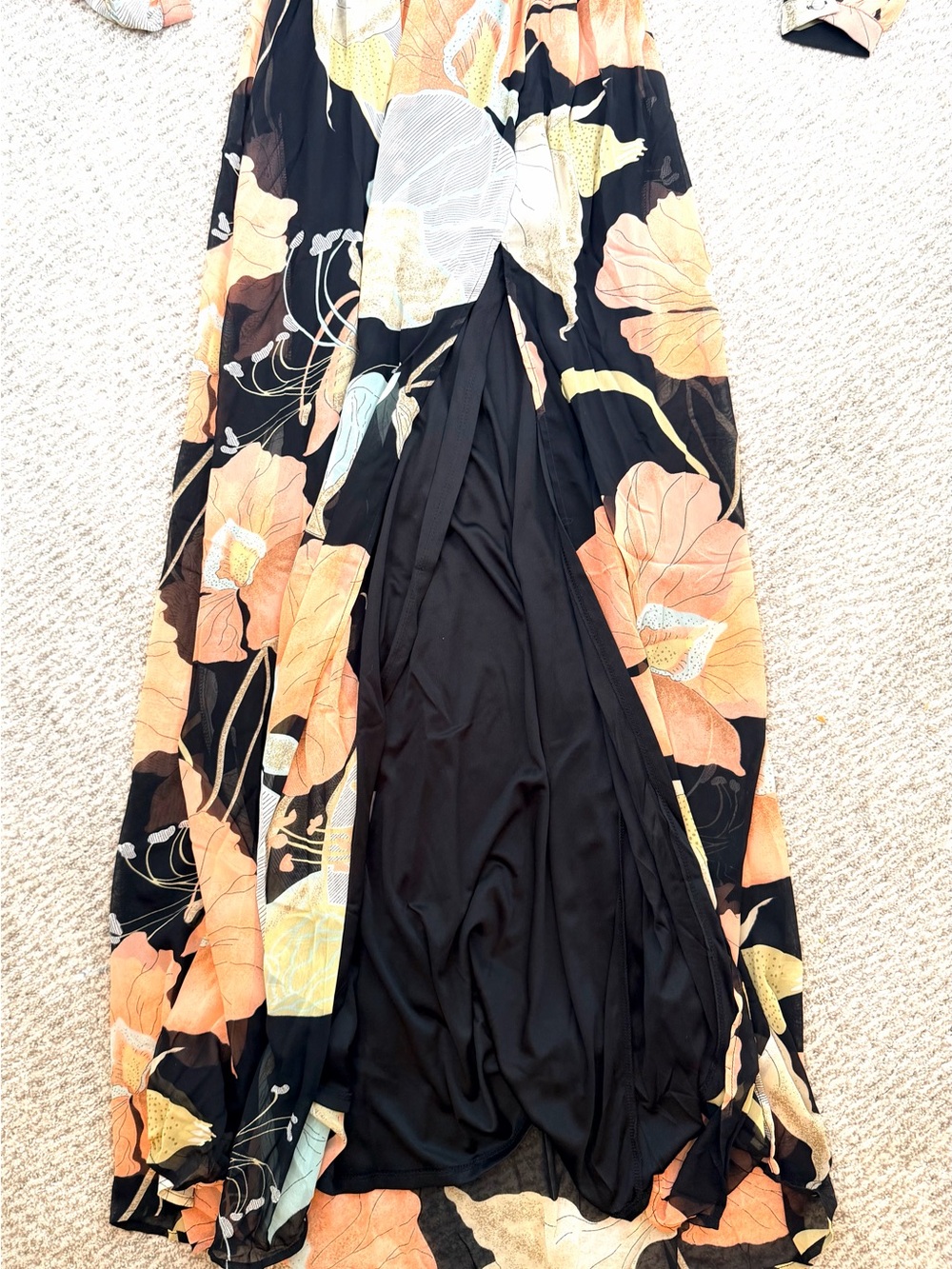 Lulu's Black Maxi Dress Coral & Mint Floral Print Faux Wrap XS NWT - Picture 9 of 16